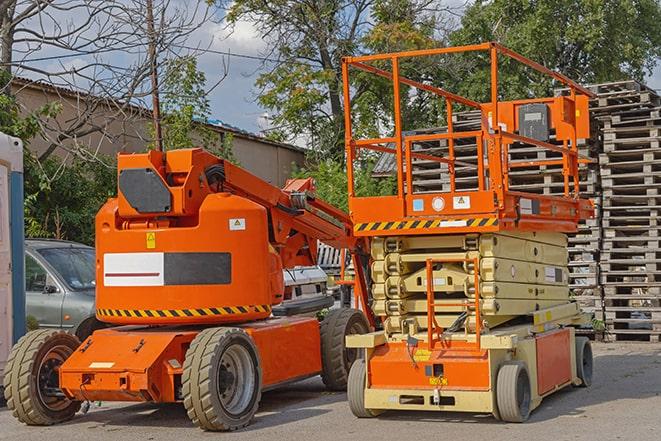 industrial forklift equipment in a bustling warehouse in Carlstadt